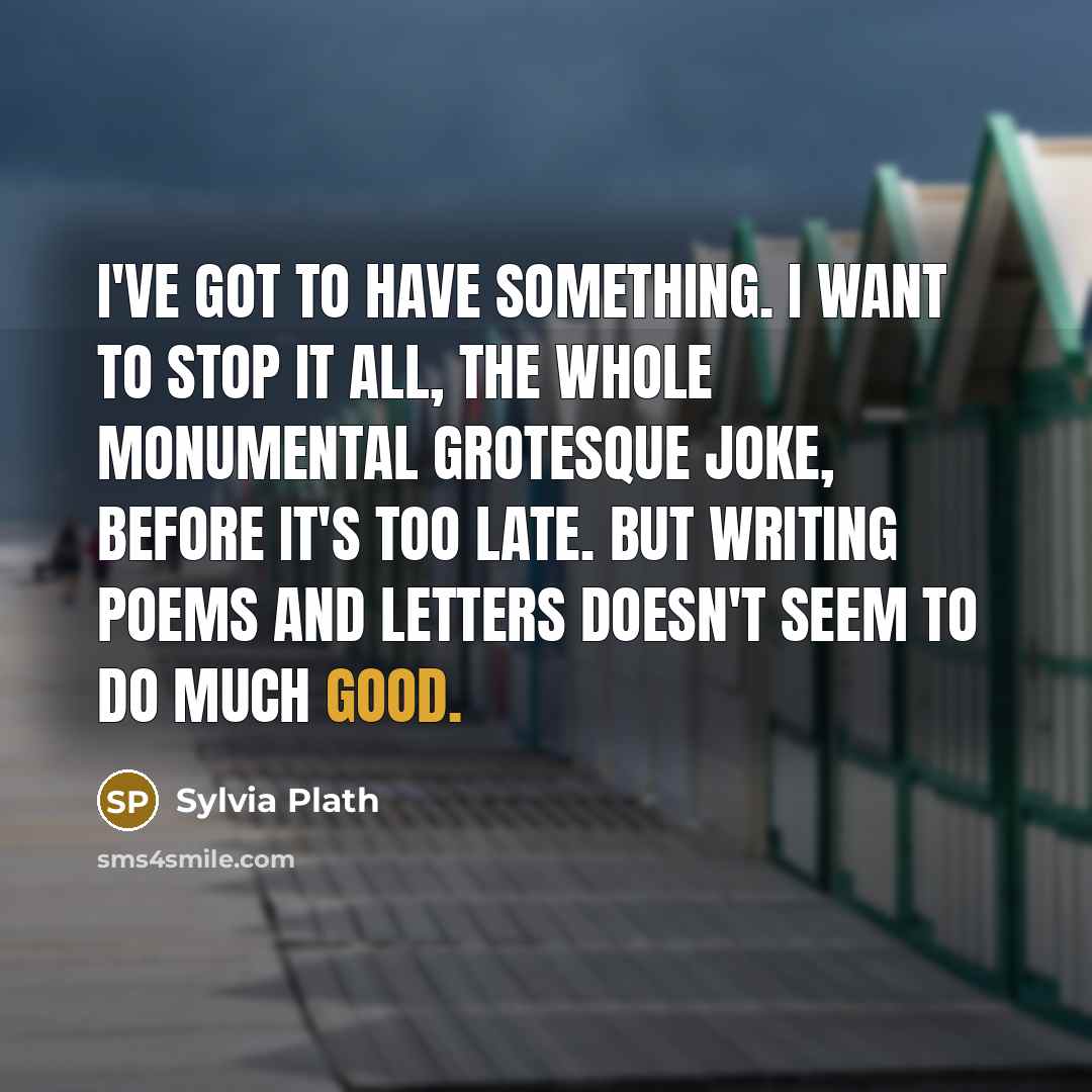 “I've got to have something. I want to stop it…” quote by Sylvia Plath