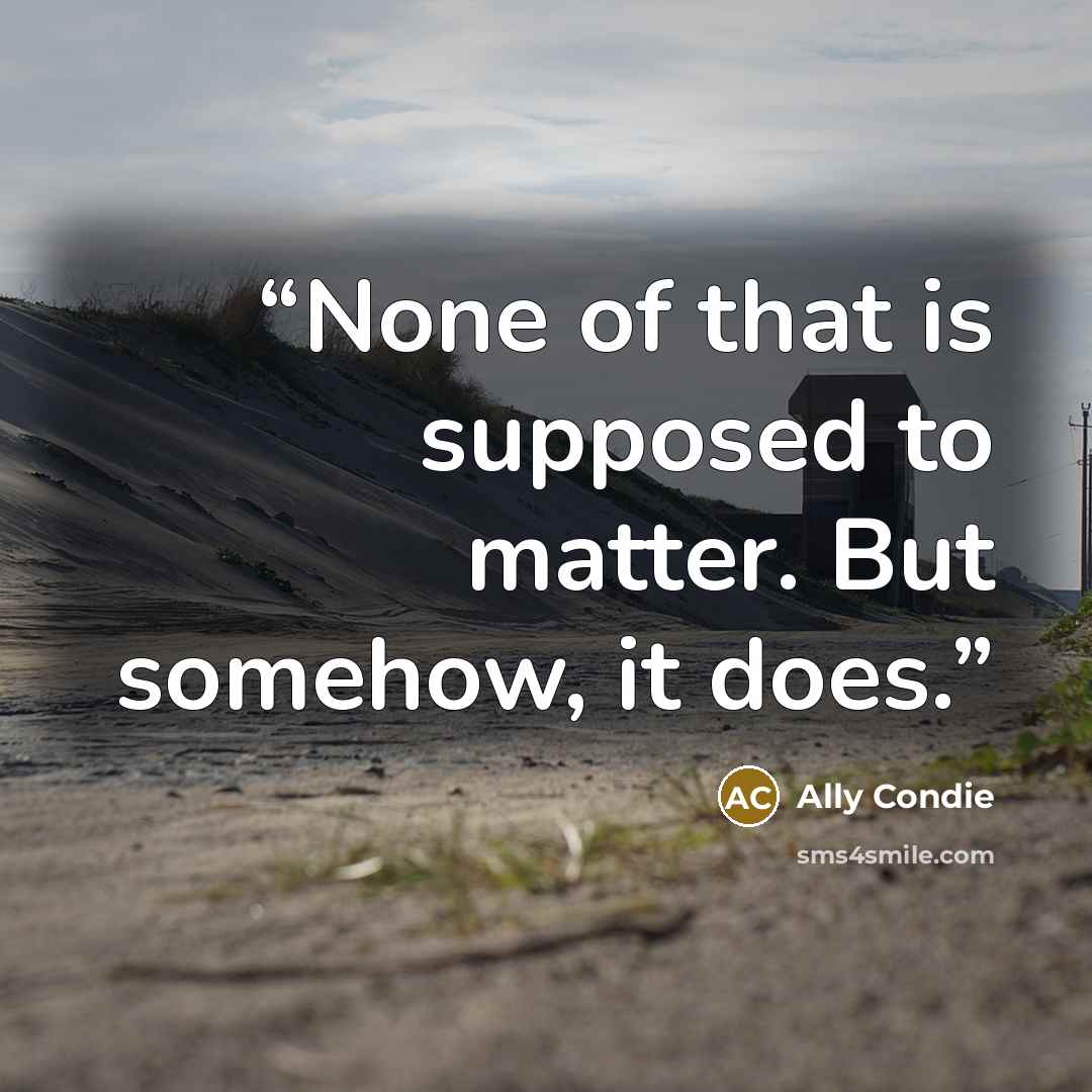 “None of that is supposed to matter. But somehow, it does.” quote by Ally Condie