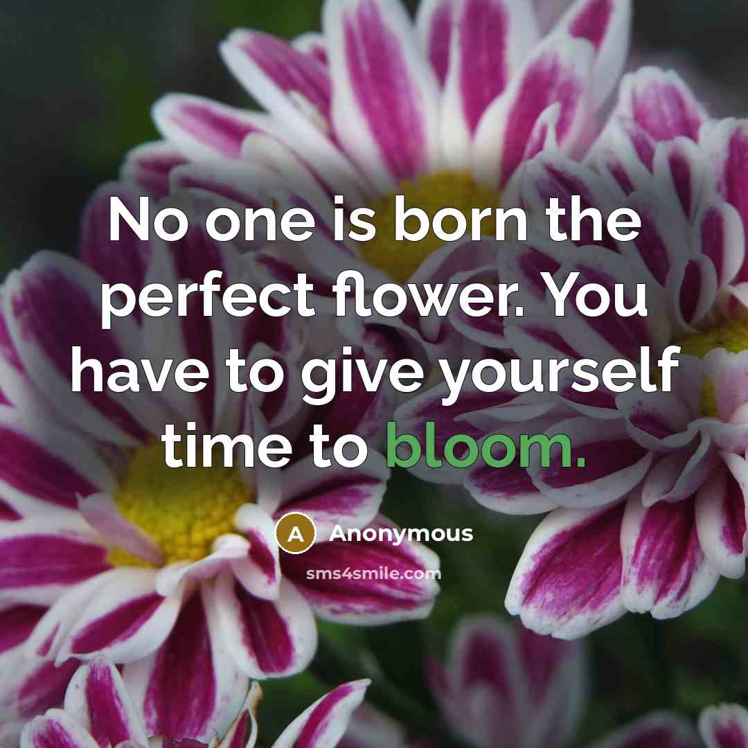 “No one is born the perfect flower. You have to…” quote by Anonymous