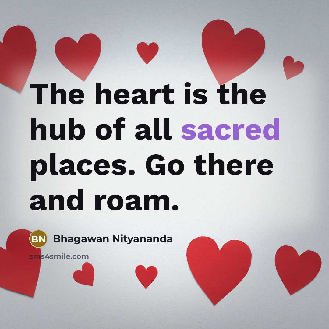 “The heart is the hub of all sacred places. Go…” quote by Bhagawan Nityananda