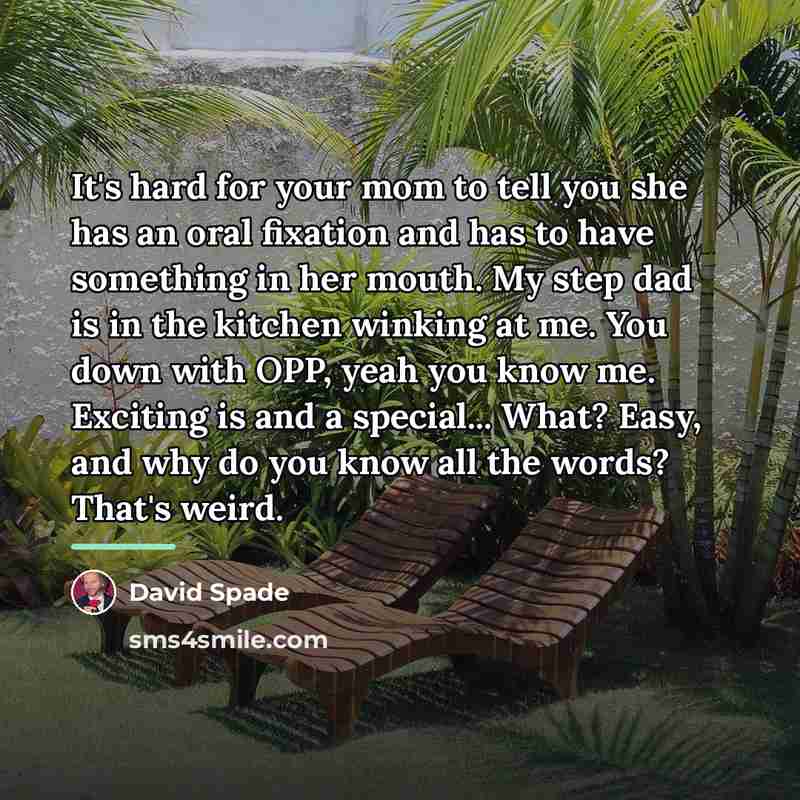 “It's hard for your mom to tell you she has…” quote by David Spade