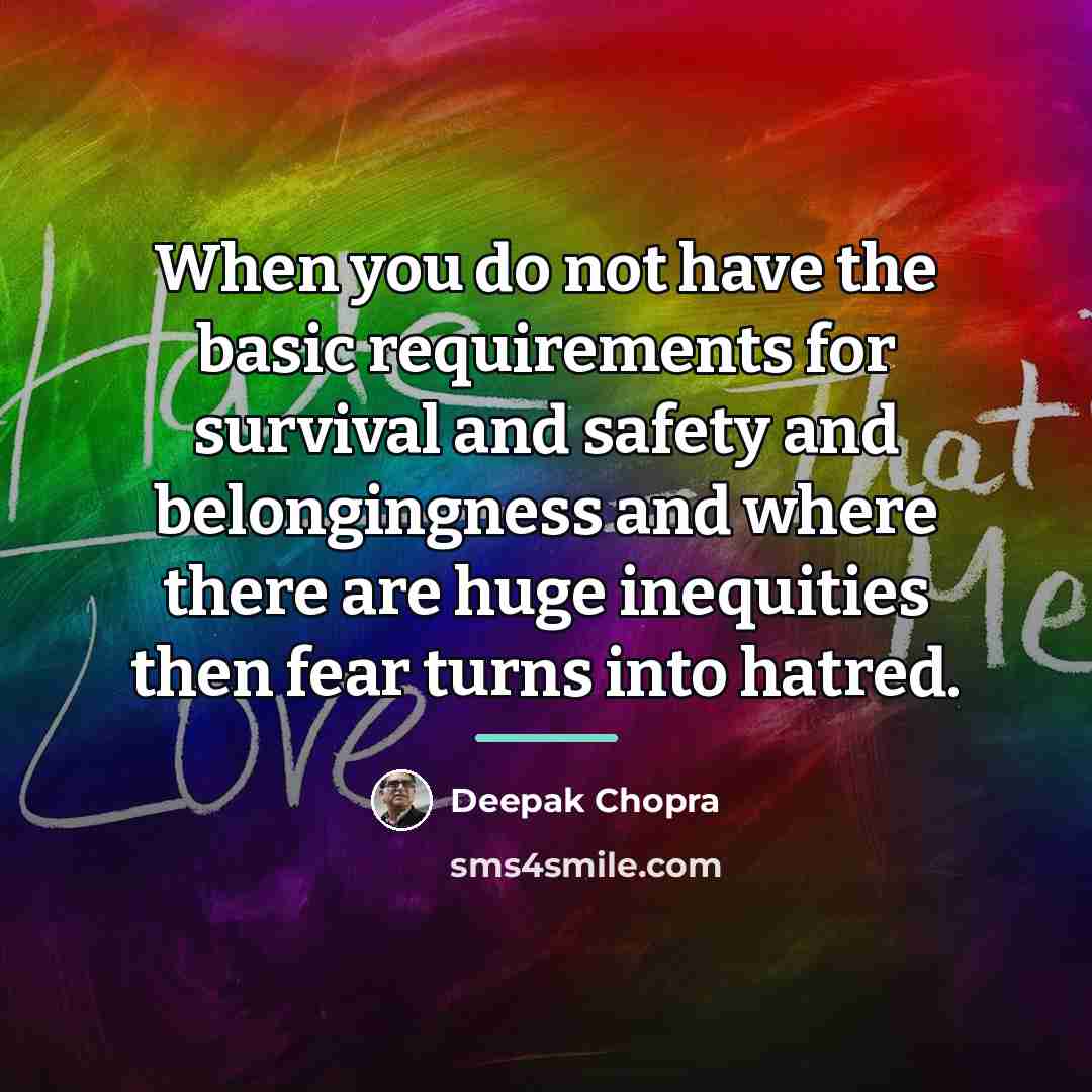 “When you do not have the basic requirements for survival…” quote by Deepak Chopra
