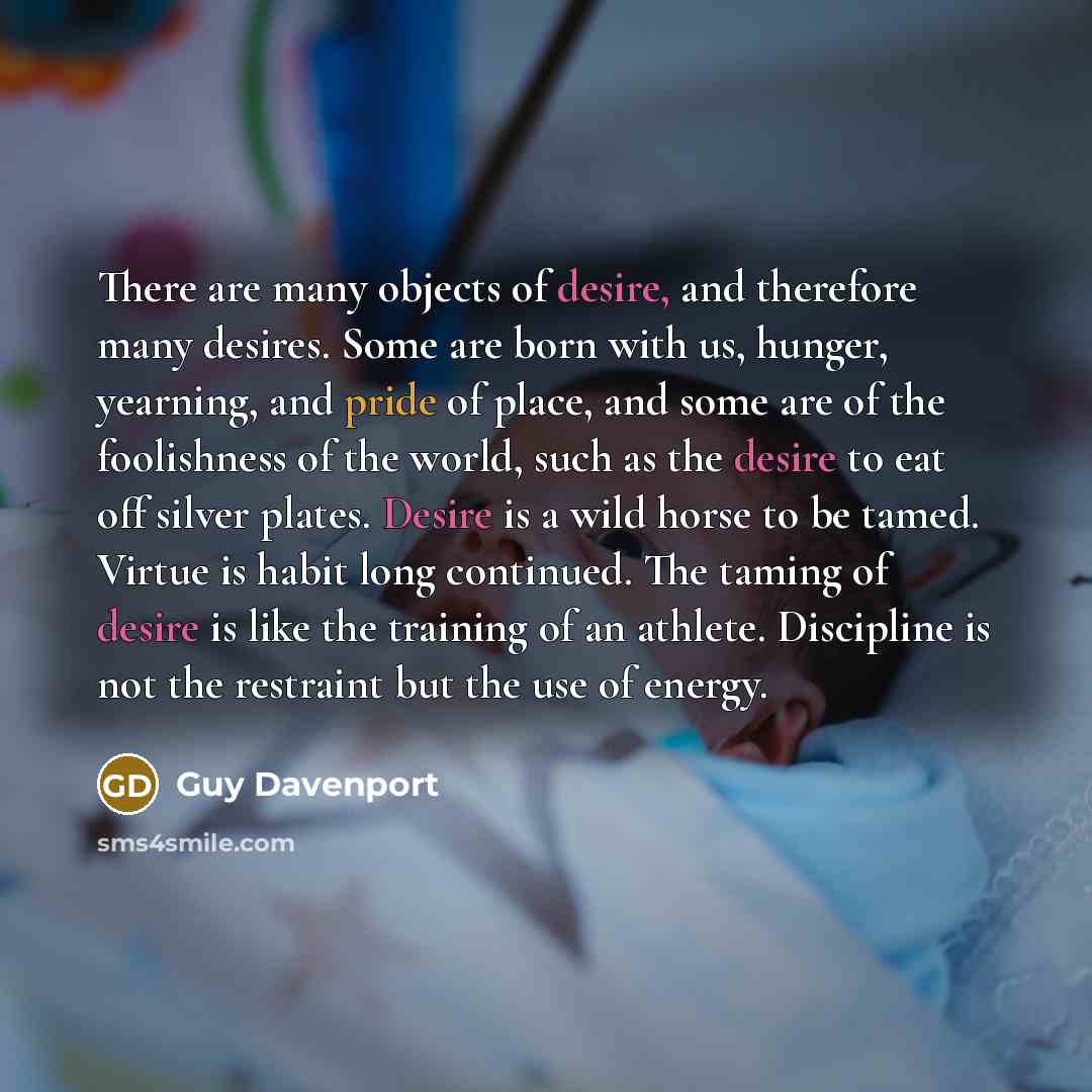 “There are many objects of desire, and therefore many desires.…” quote by Guy Davenport