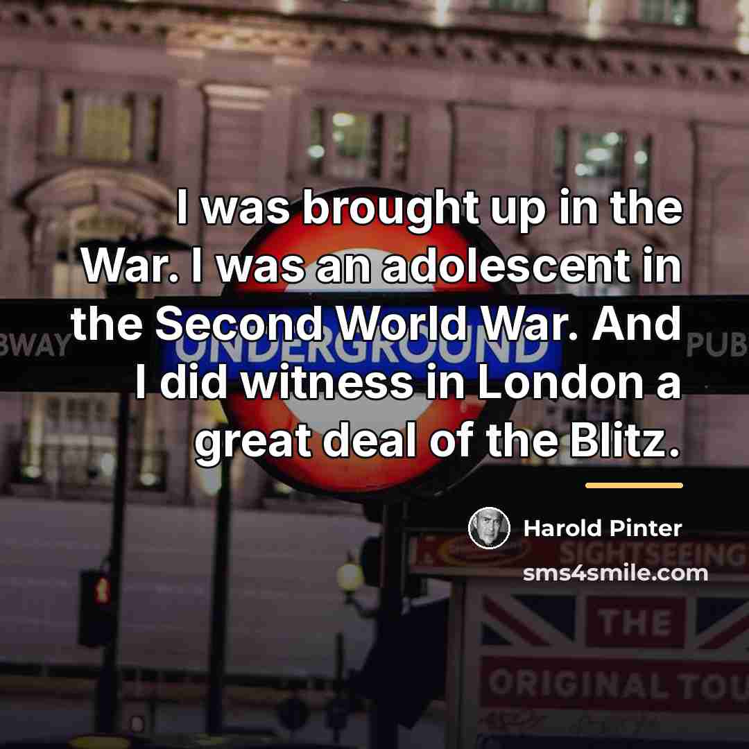“I was brought up in the War. I was an…” quote by Harold Pinter