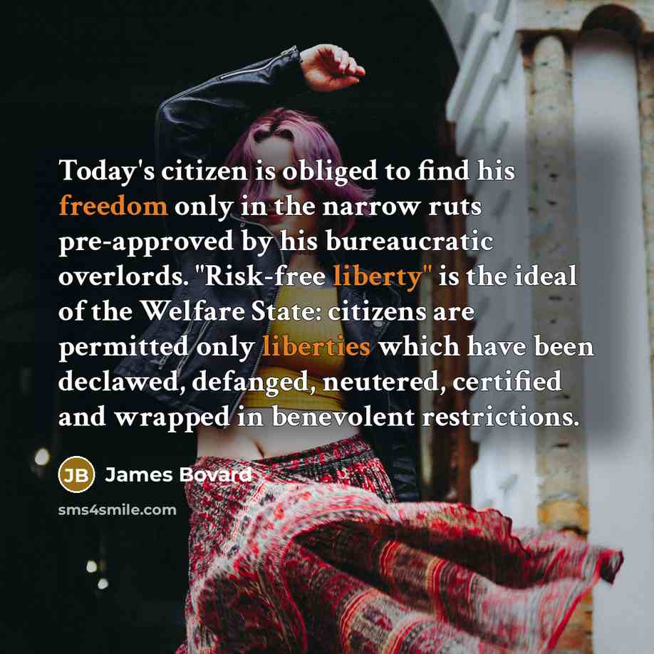 “Today's citizen is obliged to find his freedom only in…” quote by James Bovard