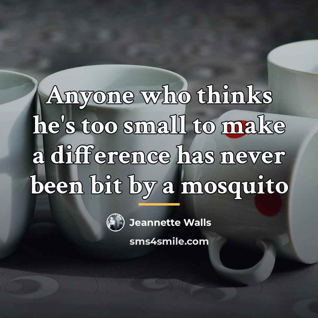 “Anyone who thinks he's too small to make a difference…” quote by Jeannette Walls