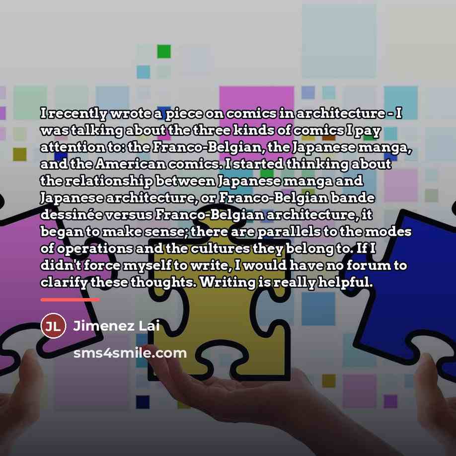 “I recently wrote a piece on comics in architecture -…” quote by Jimenez Lai