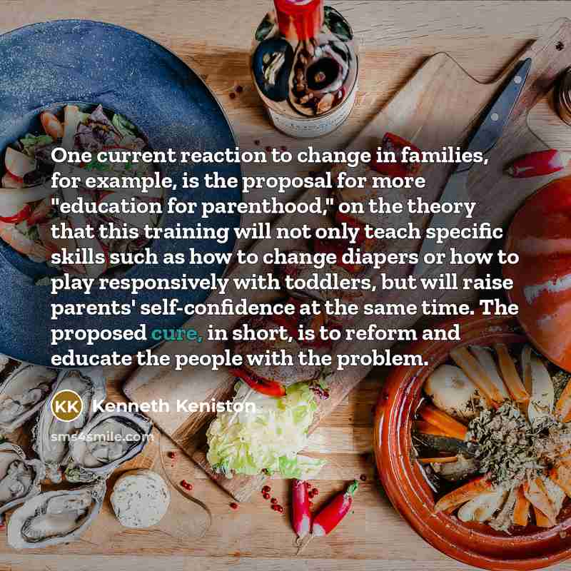 “One current reaction to change in families, for example, is…” quote by Kenneth Keniston