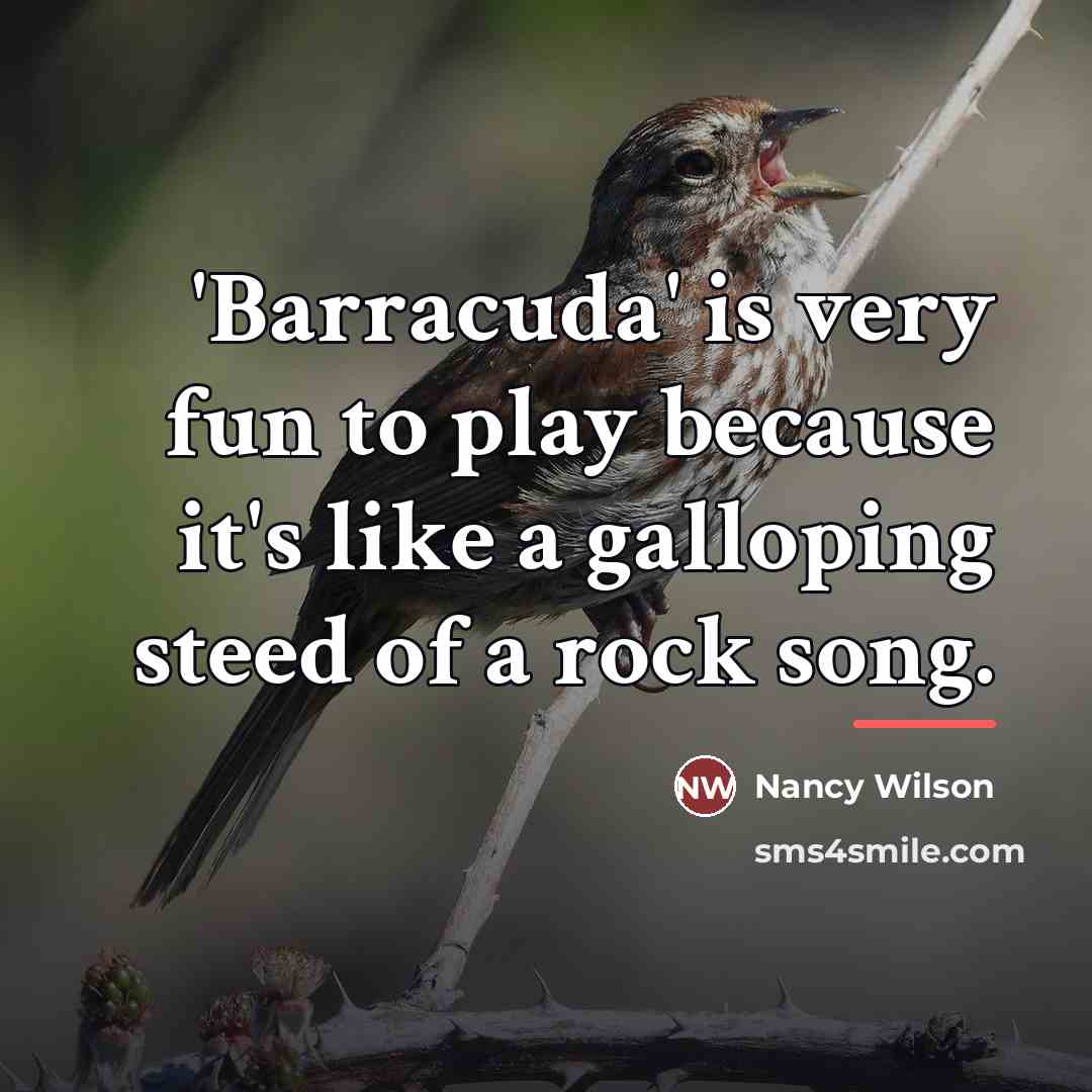 “'Barracuda' is very fun to play because it's like a…” quote by Nancy Wilson