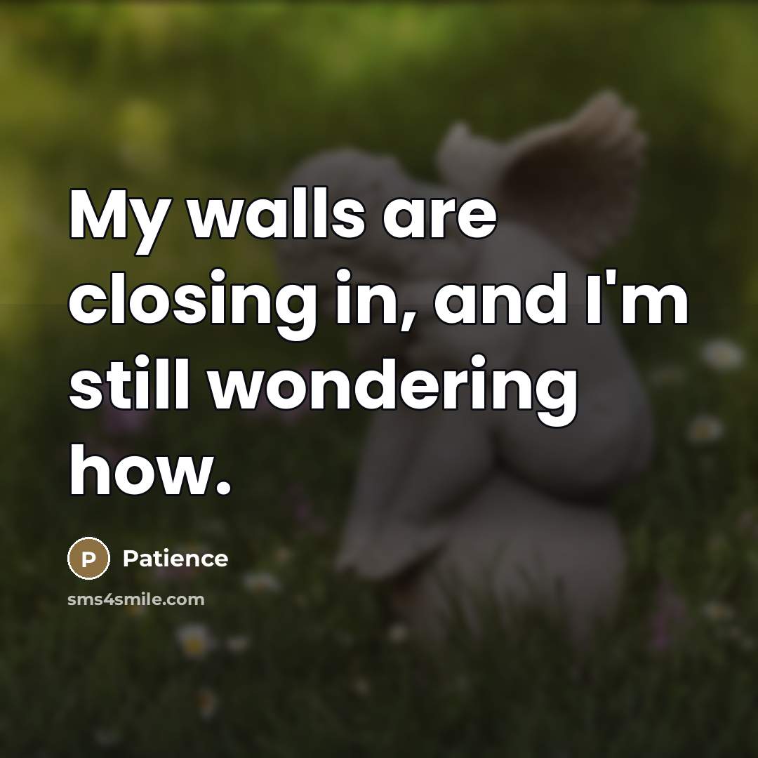 “My walls are closing in, and I'm still wondering how.…” quote by Patience