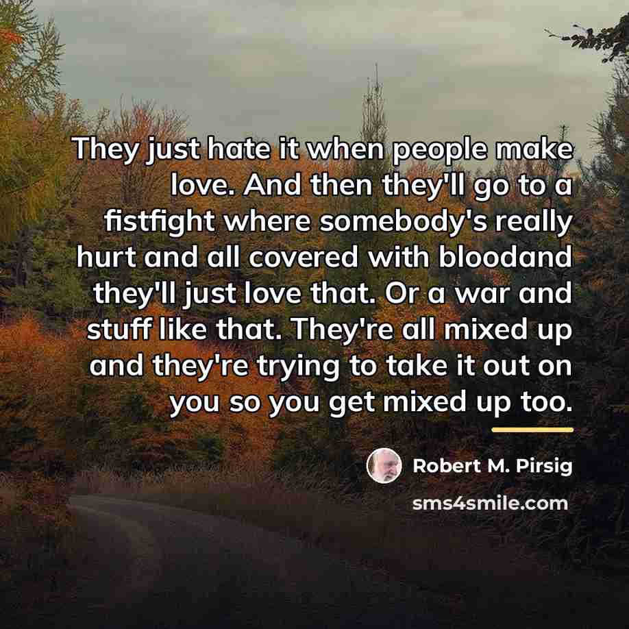“They just hate it when people make love. And then…” quote by Robert M. Pirsig