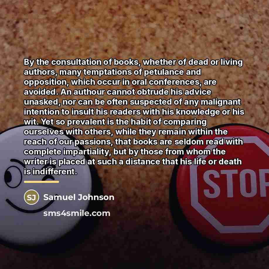 “By the consultation of books, whether of dead or living…” quote by Samuel Johnson