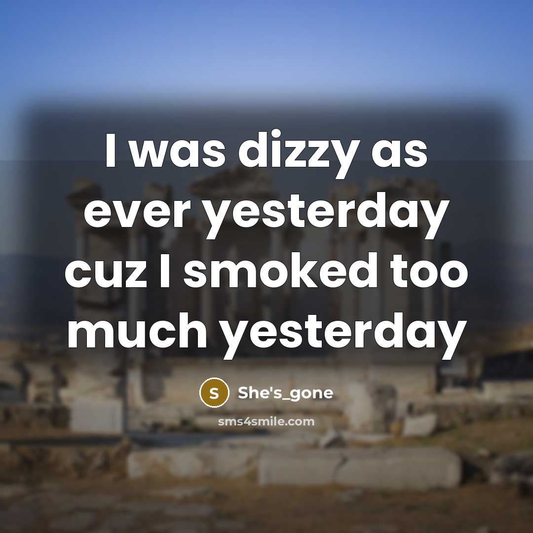 “I was dizzy as ever yesterday cuz I smoked too…” quote by She's_gone