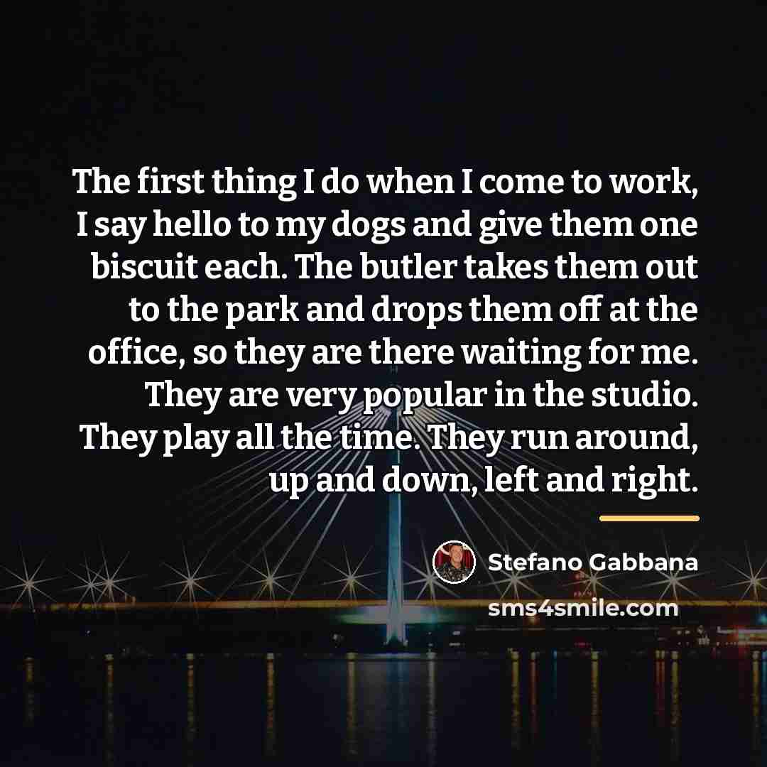 “The first thing I do when I come to work,…” quote by Stefano Gabbana