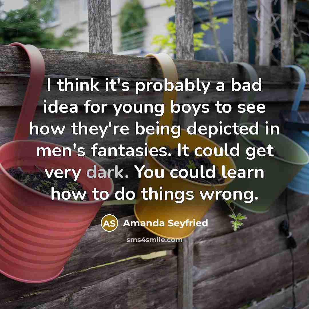 “I think it's probably a bad idea for young boys…” quote by Amanda Seyfried