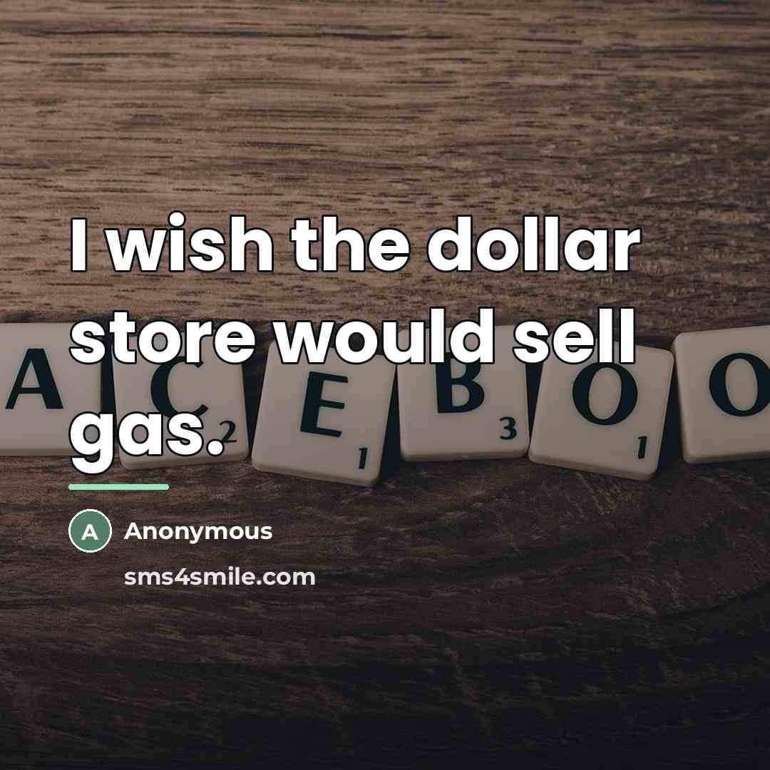 “I wish the dollar store would sell gas.…” quote by Anonymous