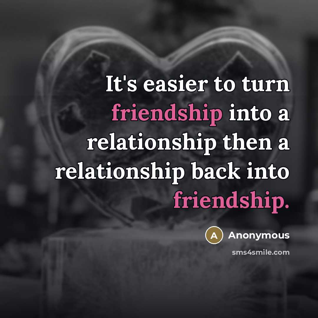 “It's easier to turn friendship into a relationship then a…” quote by Anonymous