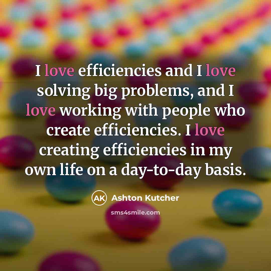 “I love efficiencies and I love solving big problems, and…” quote by Ashton Kutcher