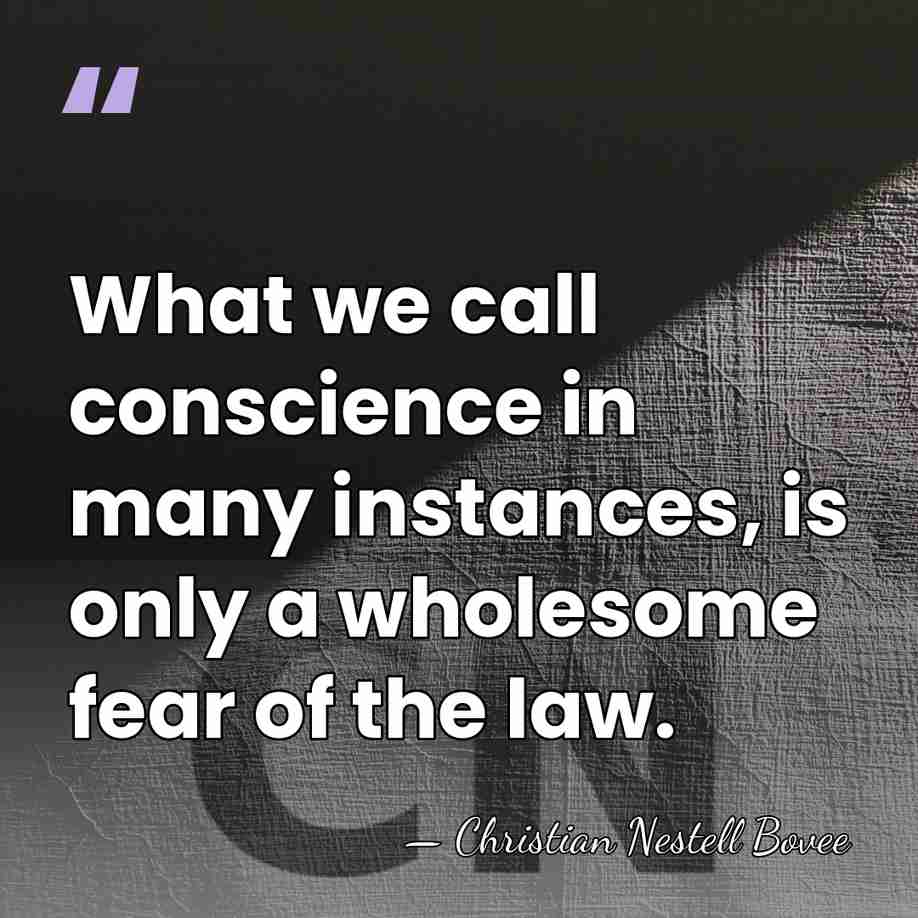 What we call conscience in many instances, is only a wholesome fear&hellip; - Christian Nestell Bovee