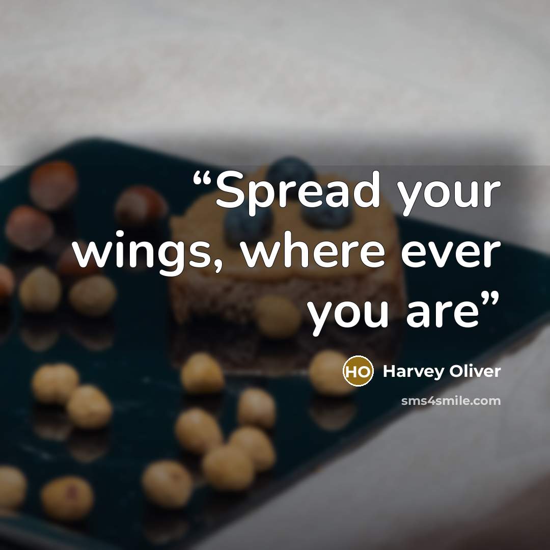 “Spread your wings, where ever you are” quote by Harvey Oliver