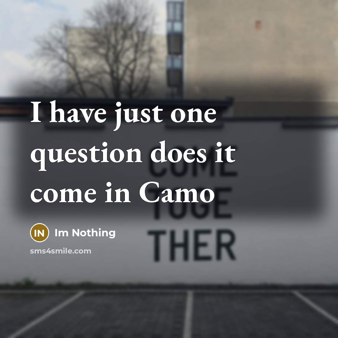 “I have just one question does it come in Camo…” quote by Im Nothing