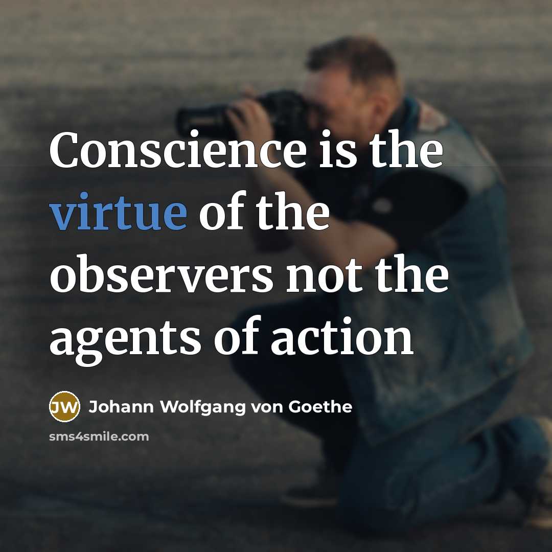 “Conscience is the virtue of the observers not the agents…” quote by Johann Wolfgang von Goethe
