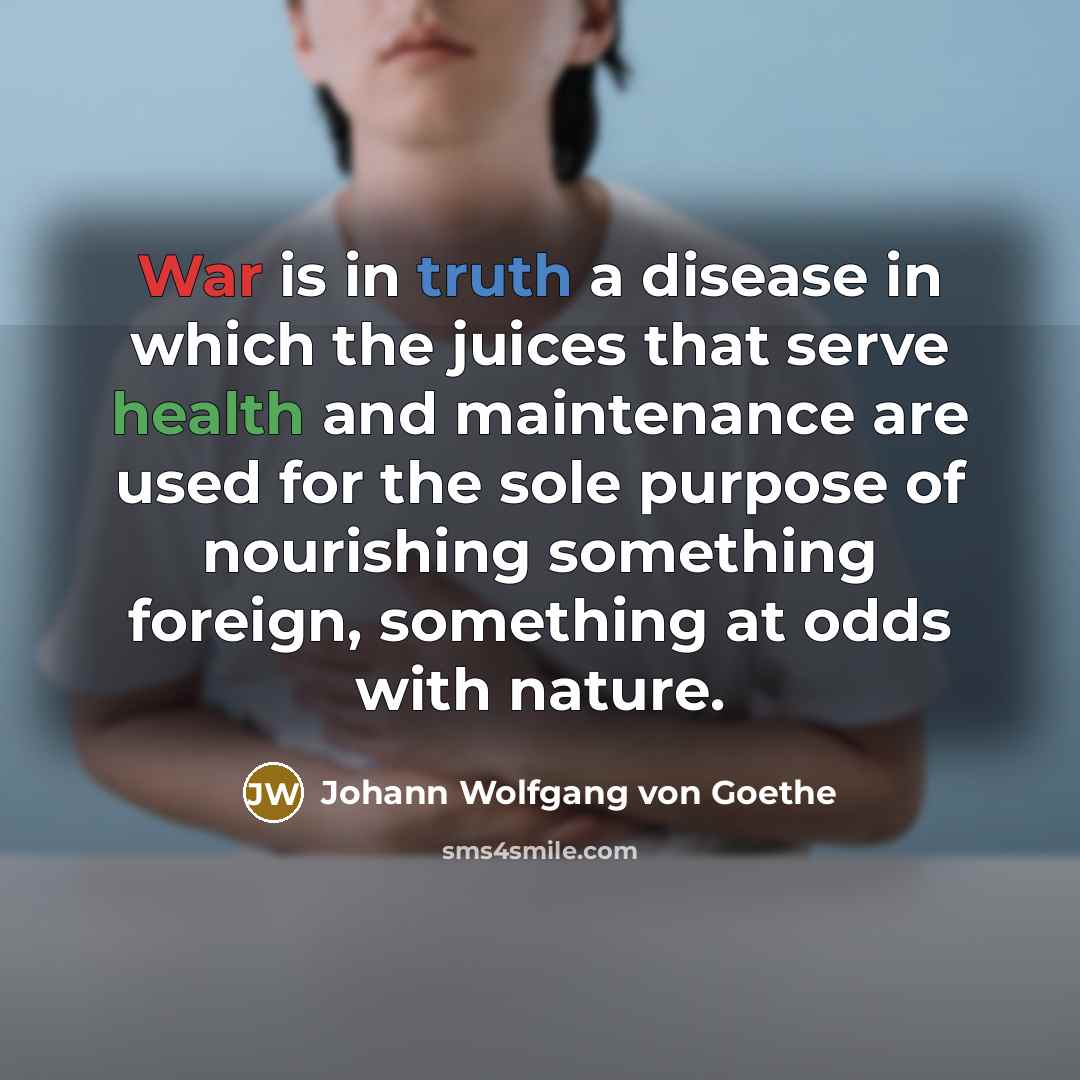 “War is in truth a disease in which the juices…” quote by Johann Wolfgang von Goethe