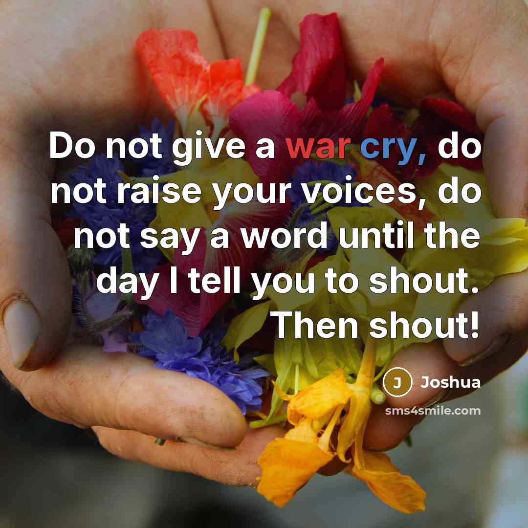 “Do not give a war cry, do not raise your…” quote by Joshua