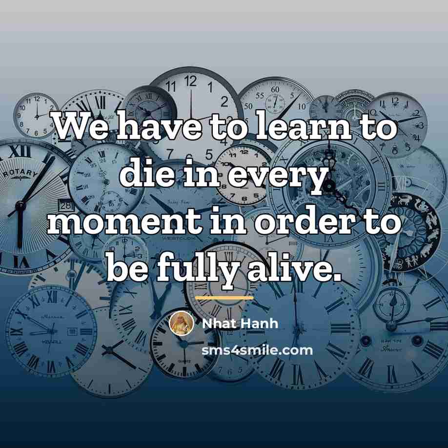 “We have to learn to die in every moment in…” quote by Nhat Hanh