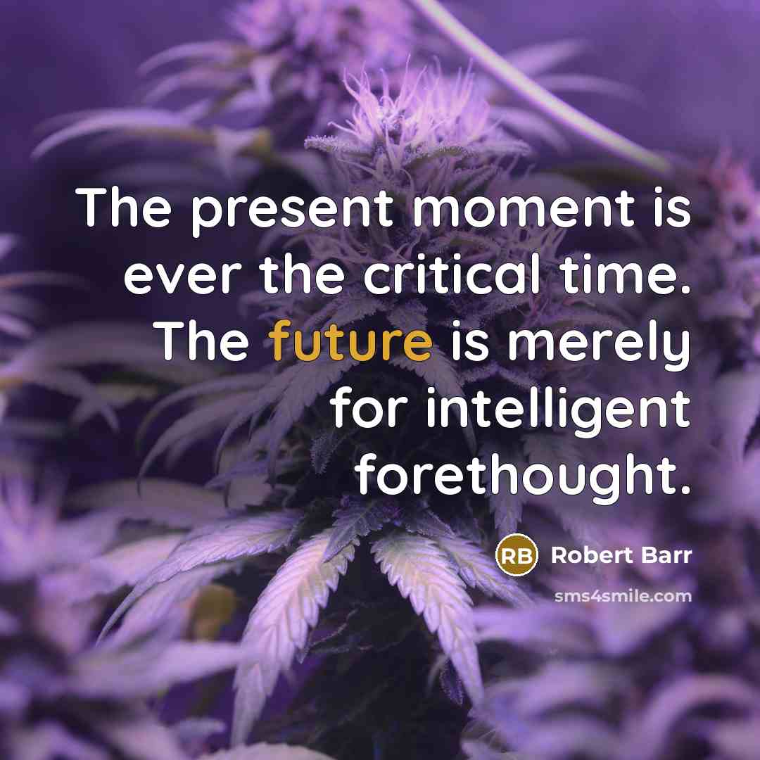 “The present moment is ever the critical time. The future…” quote by Robert Barr