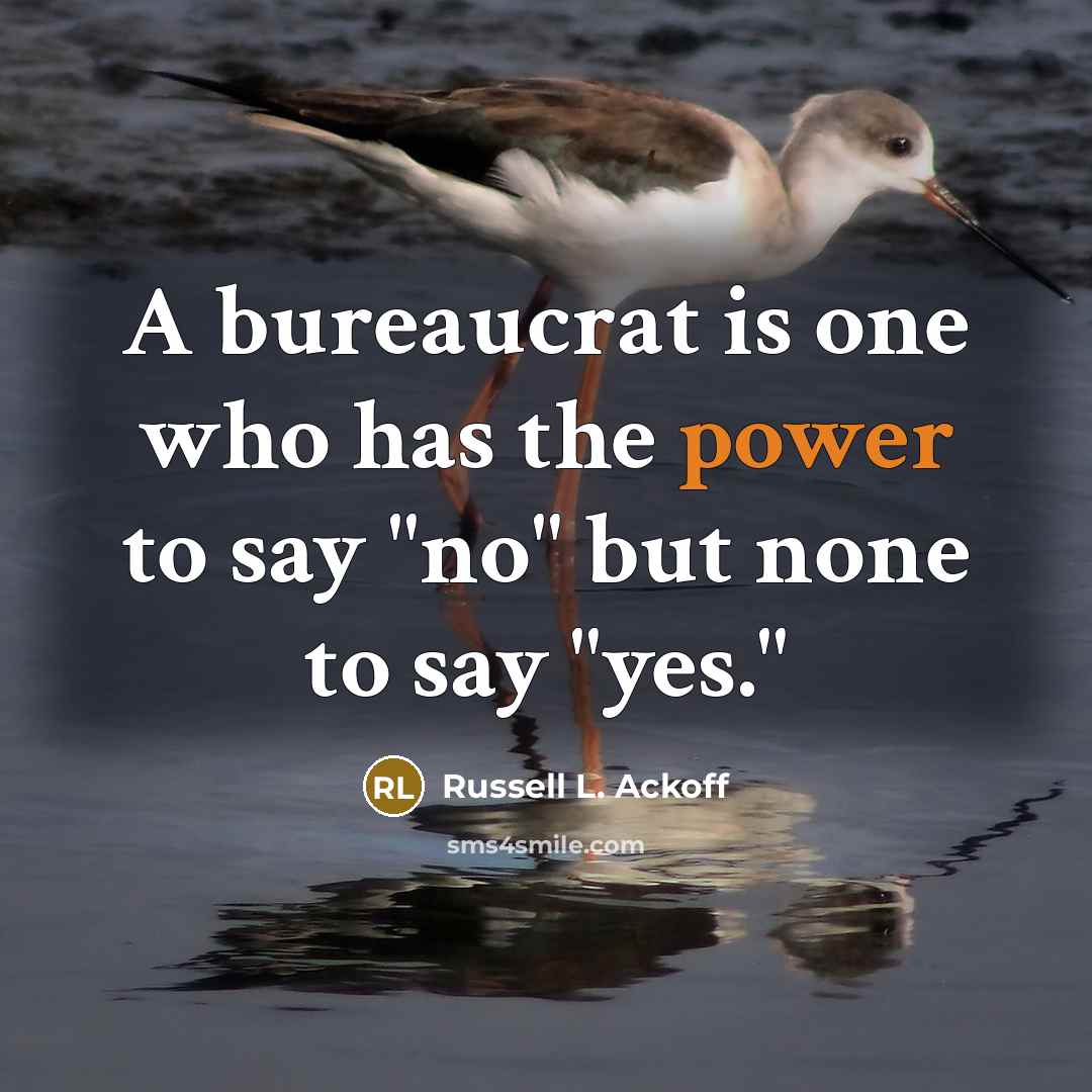 “A bureaucrat is one who has the power to say…” quote by Russell L. Ackoff