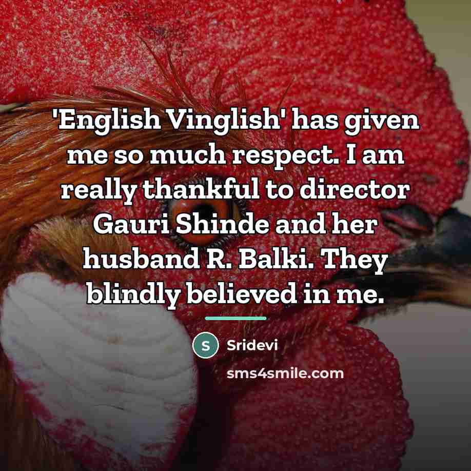 “'English Vinglish' has given me so much respect. I am…” quote by Sridevi