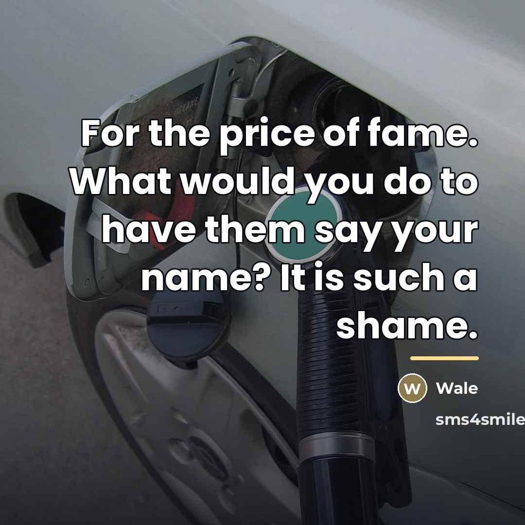 “For the price of fame. What would you do to…” quote by Wale