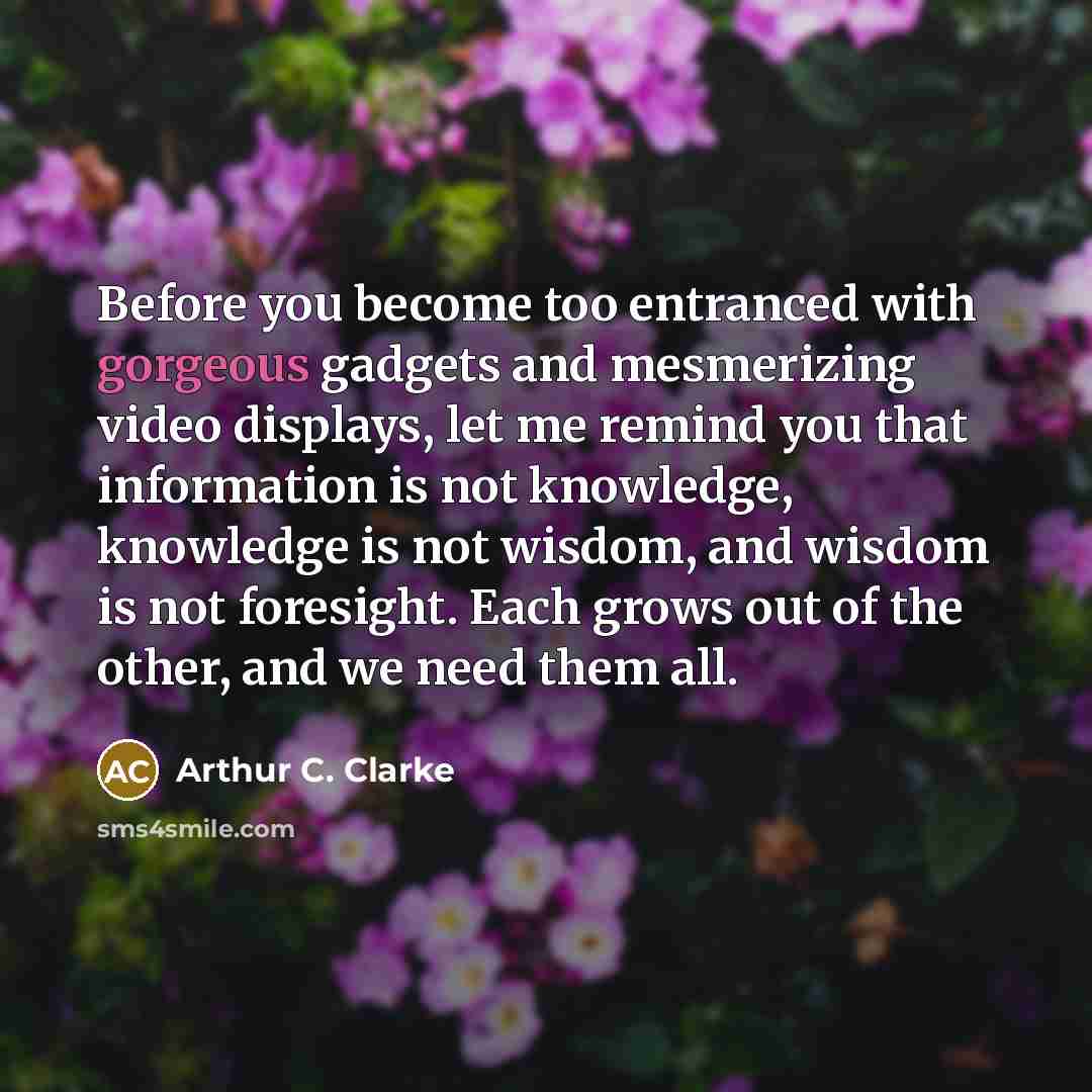 “Before you become too entranced with gorgeous gadgets and mesmerizing…” quote by Arthur C. Clarke