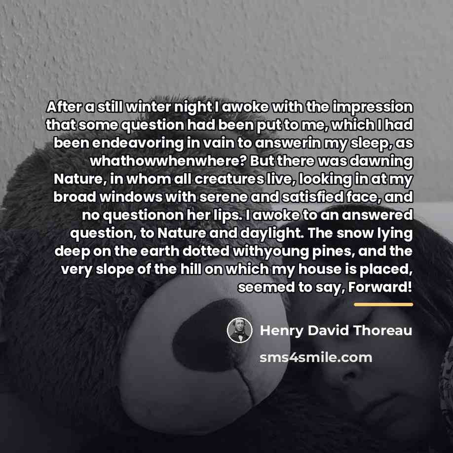 “After a still winter night I awoke with the impression…” quote by Henry David Thoreau