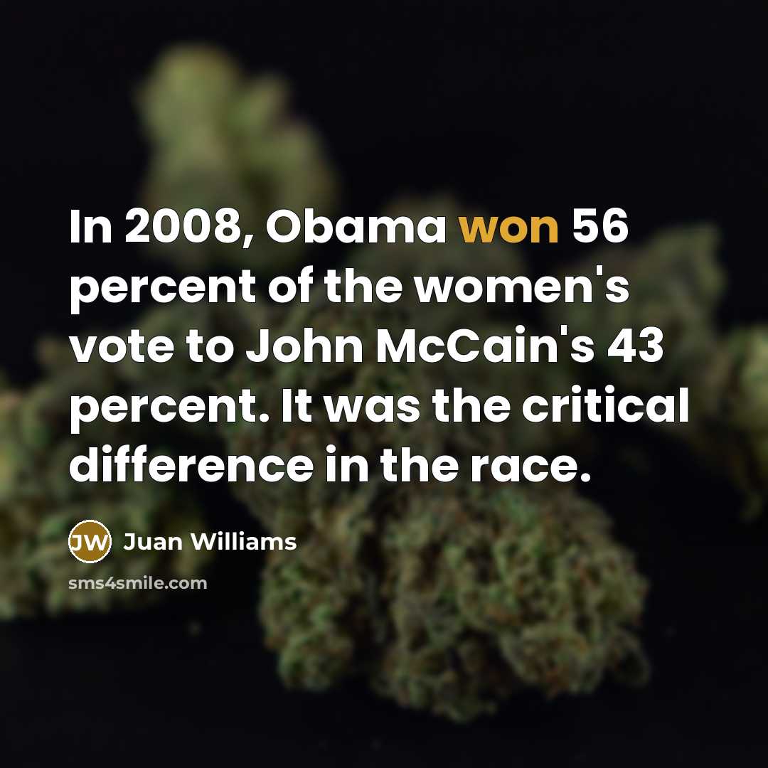 “In 2008, Obama won 56 percent of the women's vote…” quote by Juan Williams