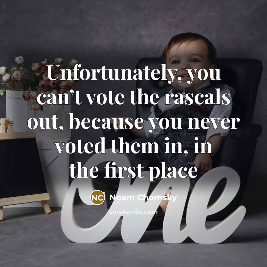 “Unfortunately, you can’t vote the rascals out, because you never…” quote by Noam Chomsky