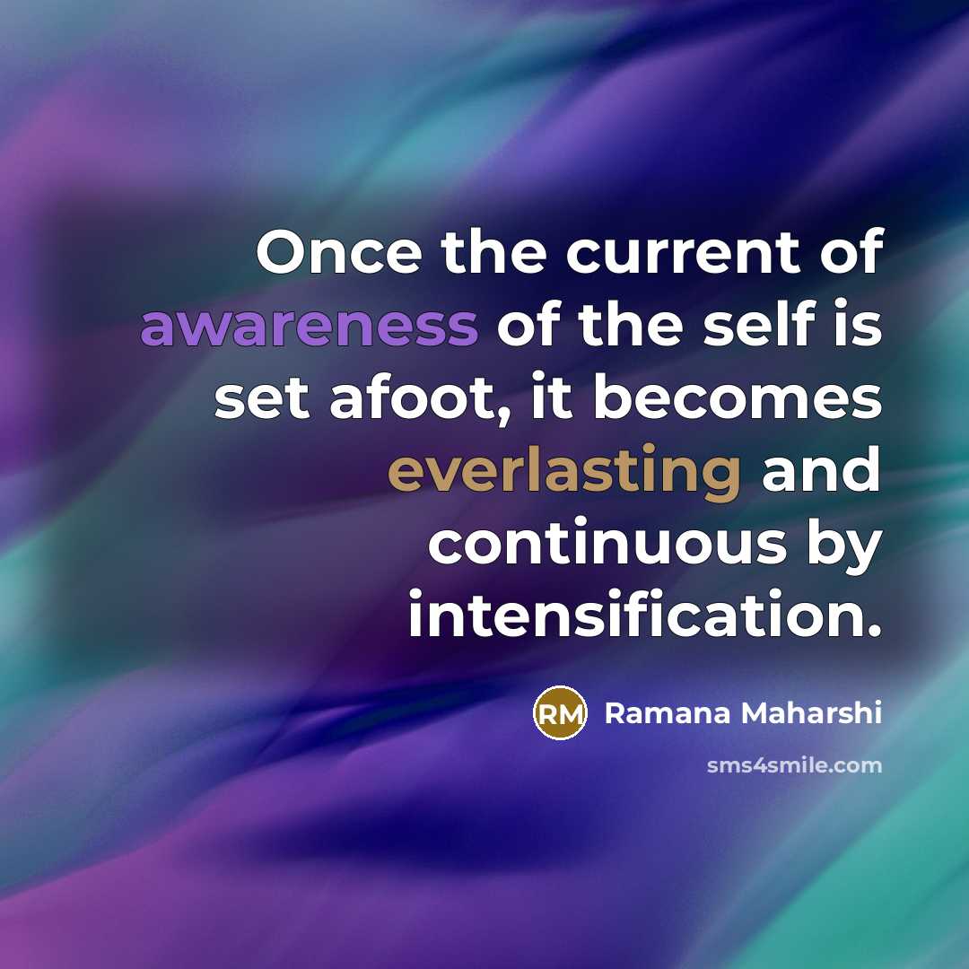 “Once the current of awareness of the self is set…” quote by Ramana Maharshi