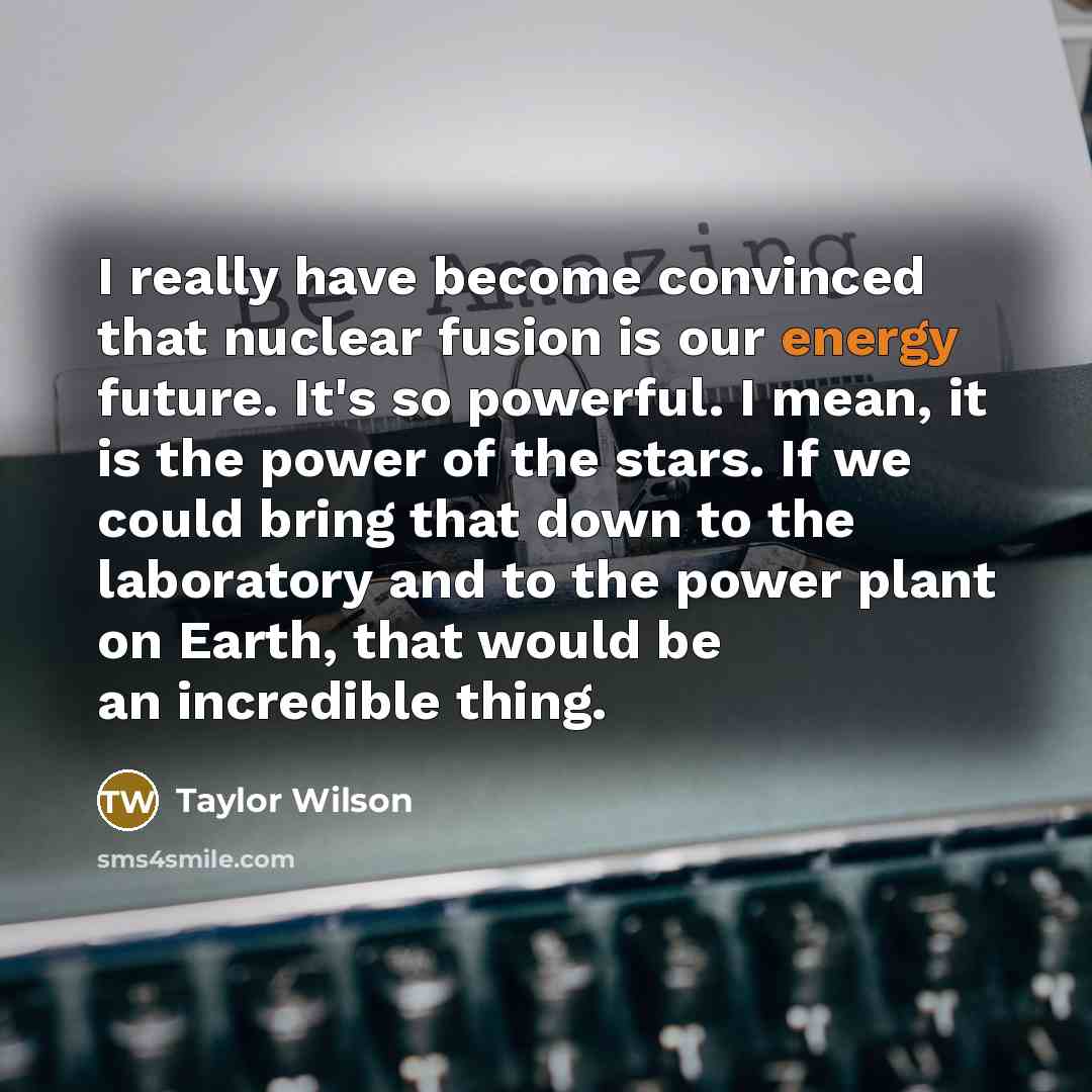 “I really have become convinced that nuclear fusion is our…” quote by Taylor Wilson