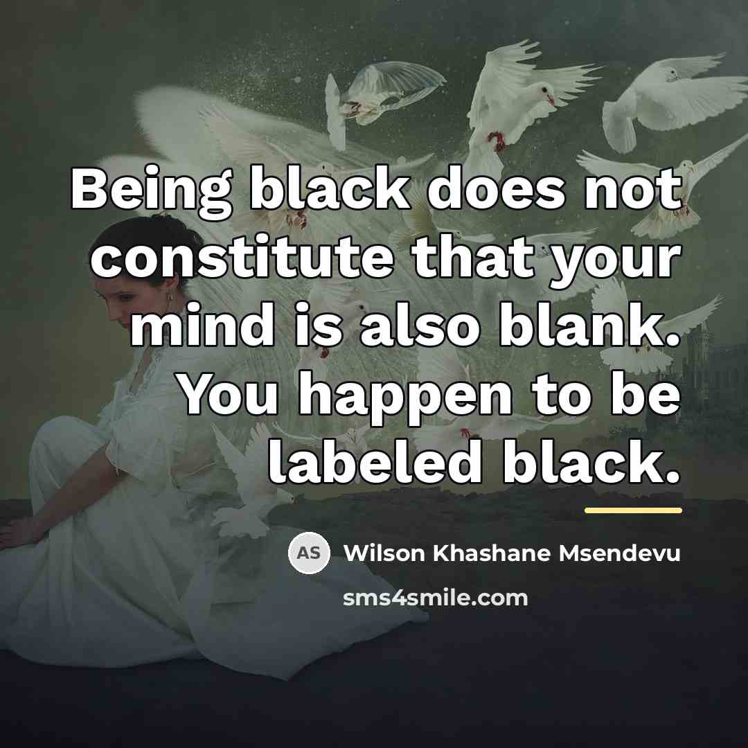 “Being black does not constitute that your mind is also…” quote by Wilson Khashane Msendevu