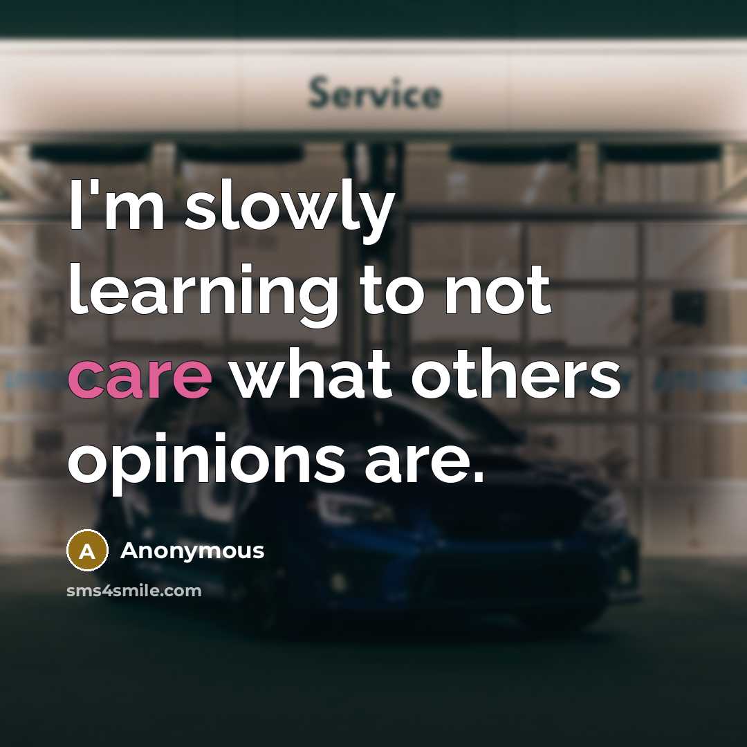 “I'm slowly learning to not care what others opinions are.…” quote by Anonymous