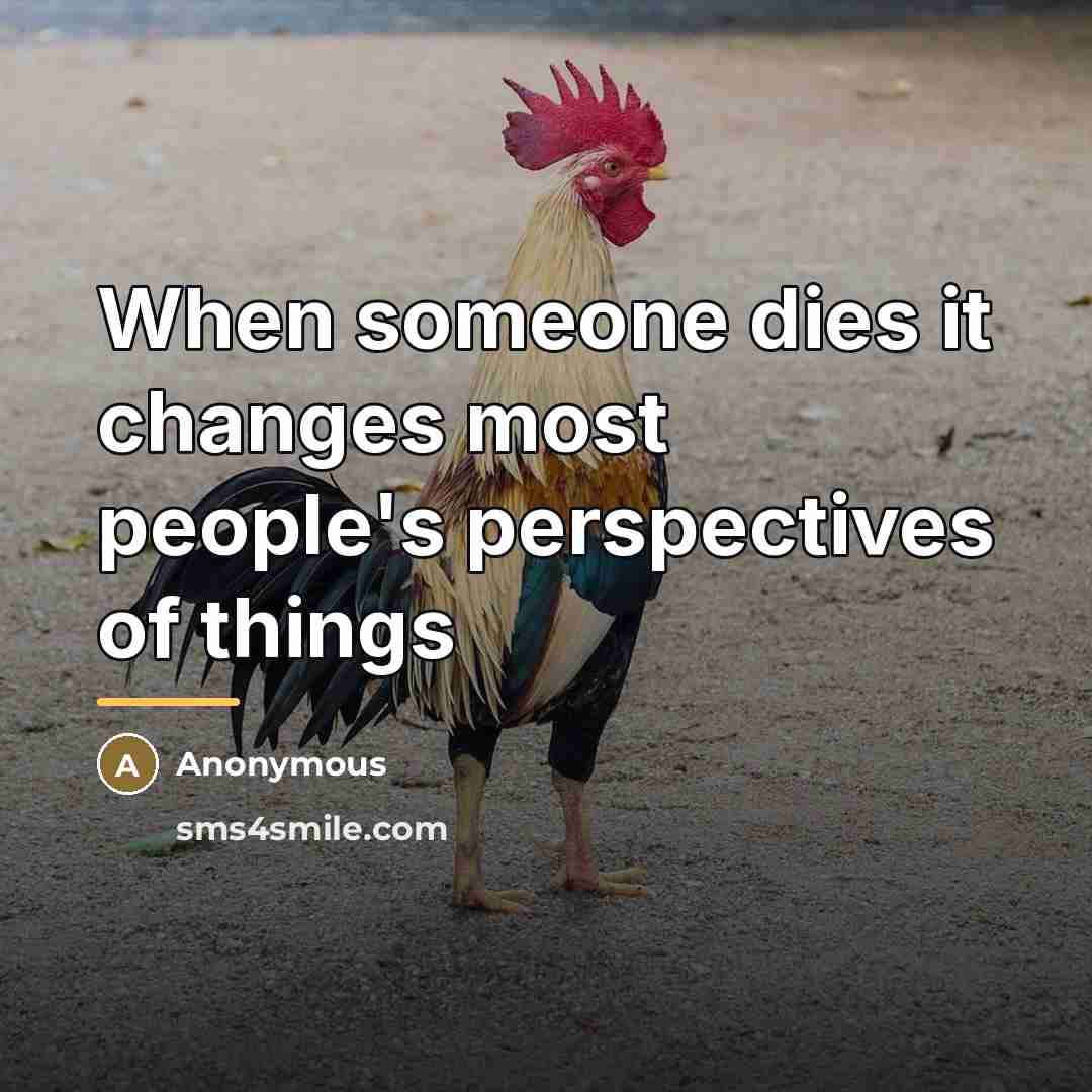 “When someone dies it changes most people's perspectives of things…” quote by Anonymous