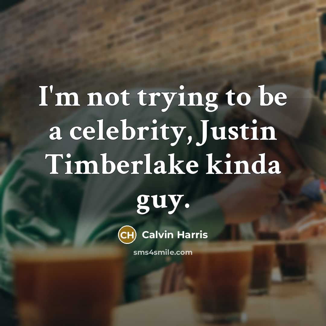 “I'm not trying to be a celebrity, Justin Timberlake kinda…” quote by Calvin Harris