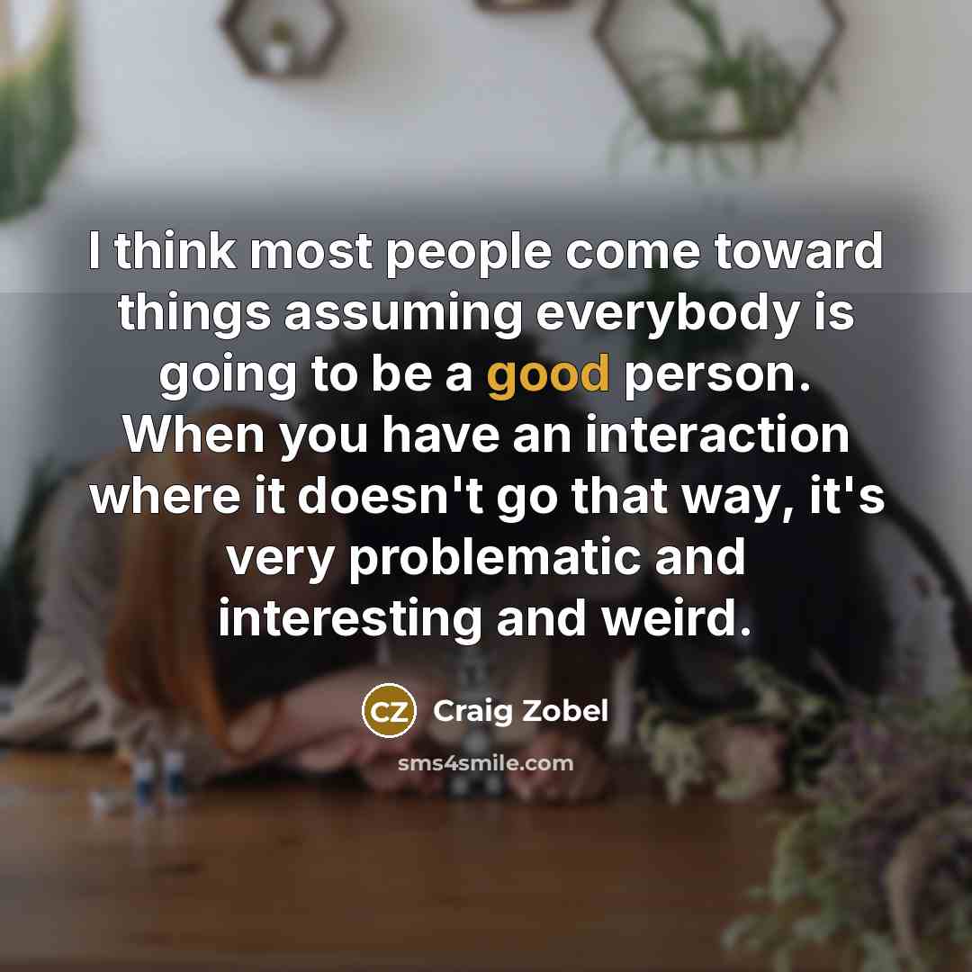 “I think most people come toward things assuming everybody is…” quote by Craig Zobel