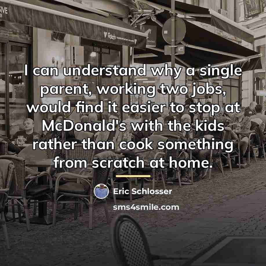 “I can understand why a single parent, working two jobs,…” quote by Eric Schlosser
