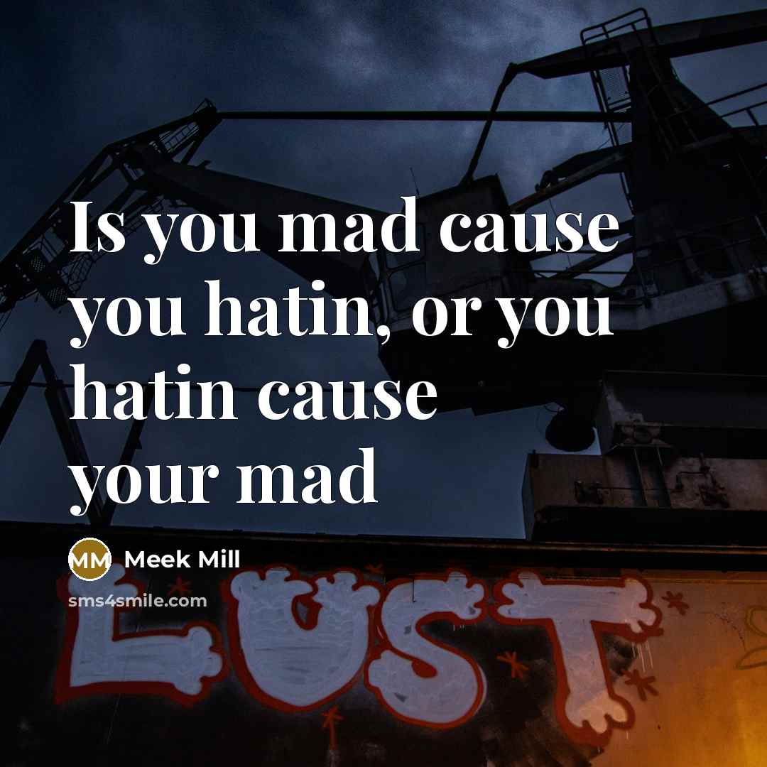 “Is you mad cause you hatin, or you hatin cause…” quote by Meek Mill