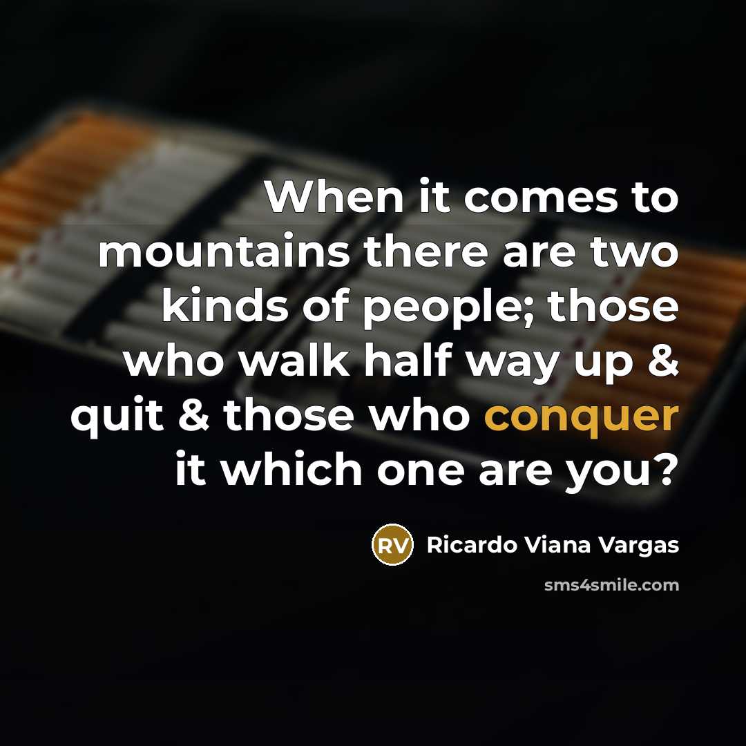 “When it comes to mountains there are two kinds of people; those who walk half way up & quit & those who conquer it which one are you?” quote by Ricardo Viana Vargas