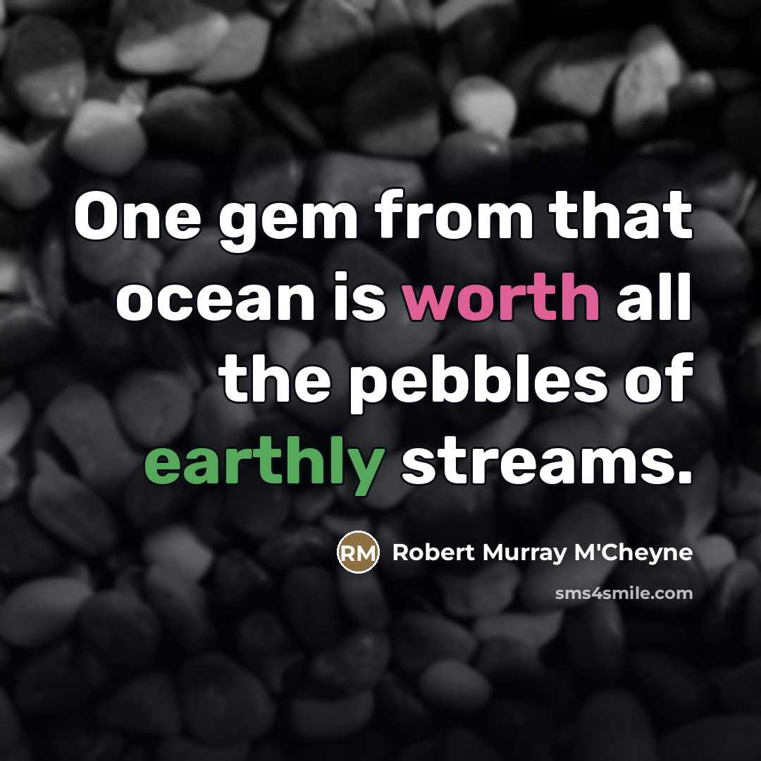 “One gem from that ocean is worth all the pebbles…” quote by Robert Murray M'Cheyne