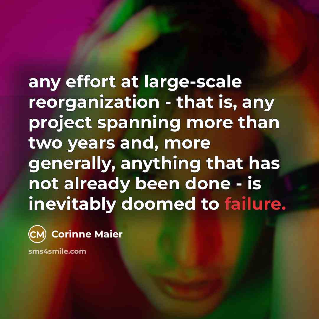 “any effort at large-scale reorganization - that is, any project…” quote by Corinne Maier