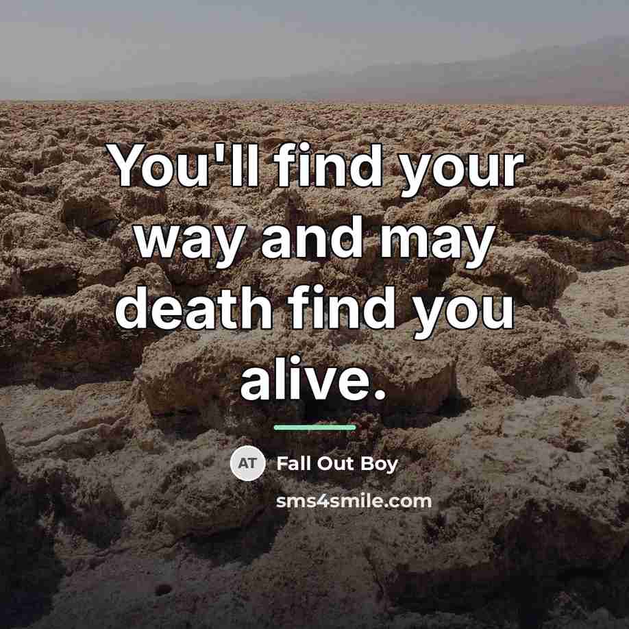 “You'll find your way and may death find you alive.…” quote by Fall Out Boy